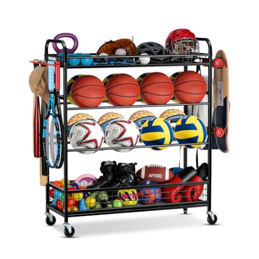 Sports Equipment Garage Organizer - Garage Sports Equipment Organizer - Rolling