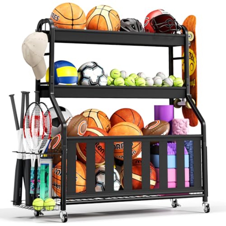 Sports Equipment Garage Organizer - Sports Equipment Organizer Rolling Ball Storage