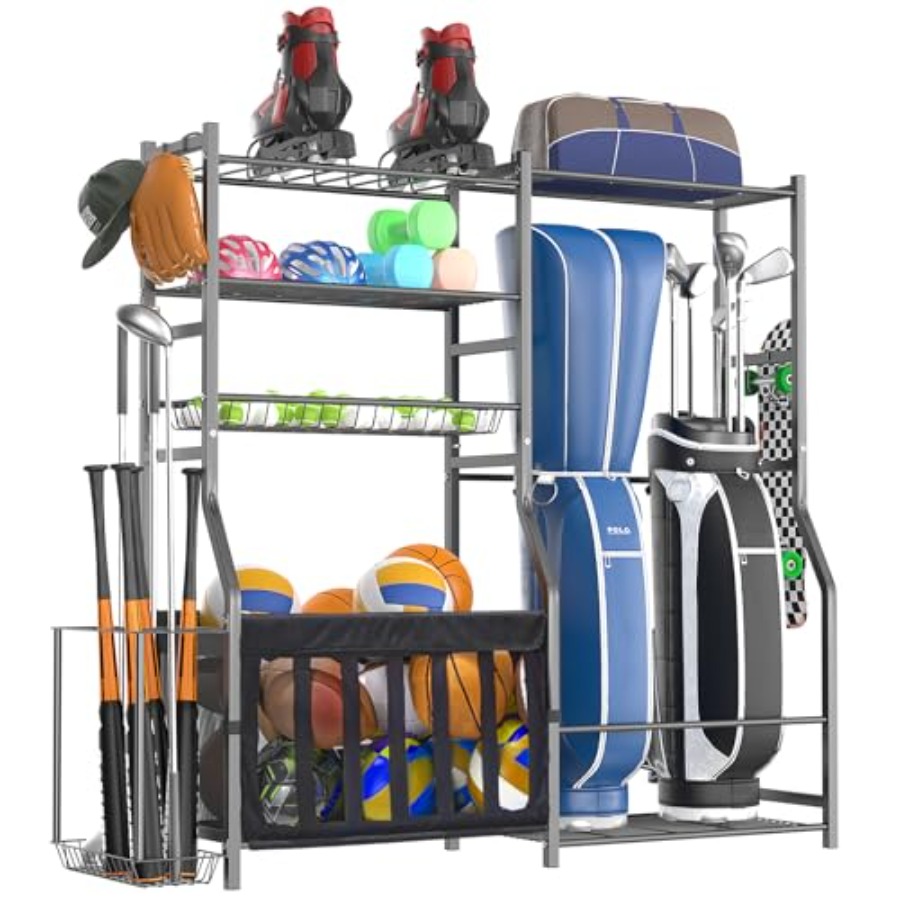 Sports Equipment Garage Organizer - Heavy Duty Garage Sports Equipment Organizer,