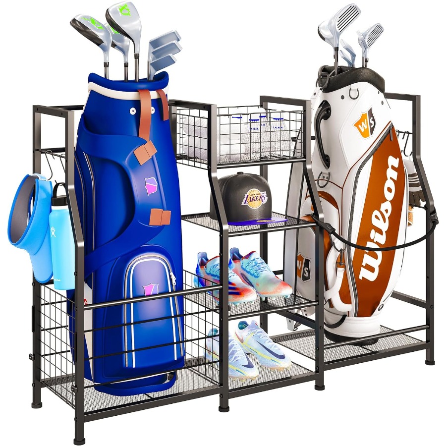 Golf Bag Stand Garage Storage  - مراجعة Sports Equipment Garage Organizer وسعره