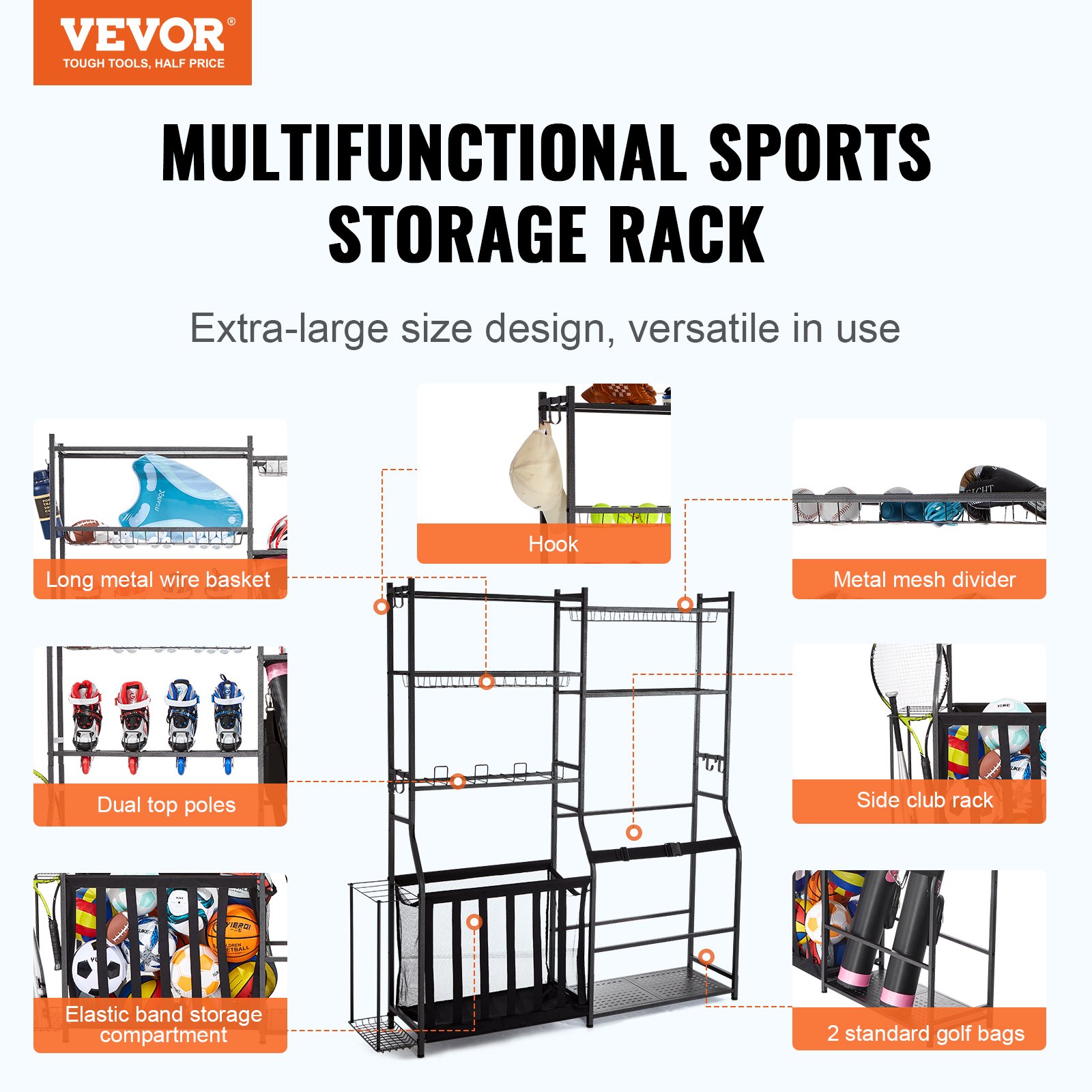 Golf Storage Garage Organizer, - مراجعة Sports Equipment Garage Organizer وسعره