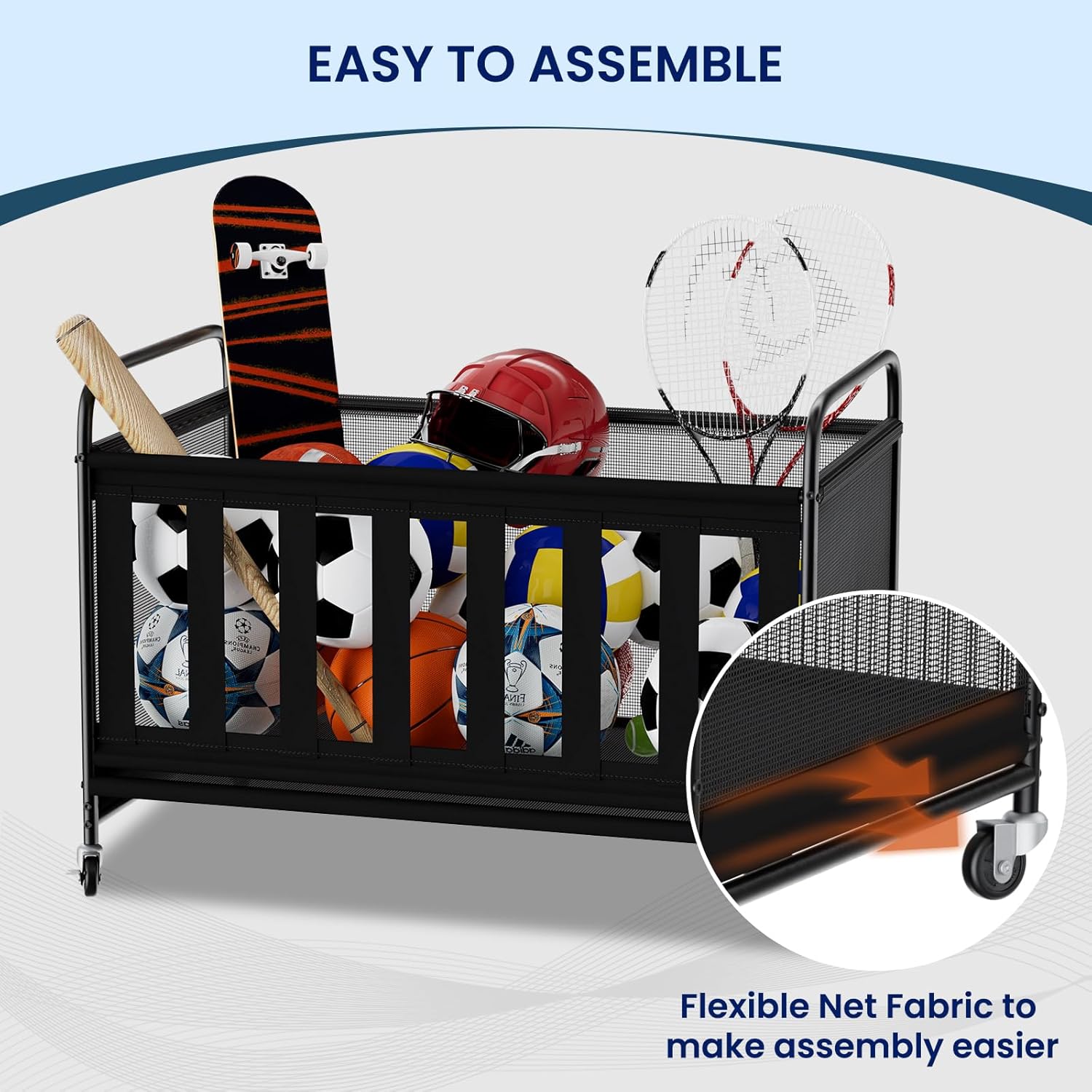 Large Wheeled Ball Storage Bin - مراجعة Sports Equipment For Volleyball وسعره