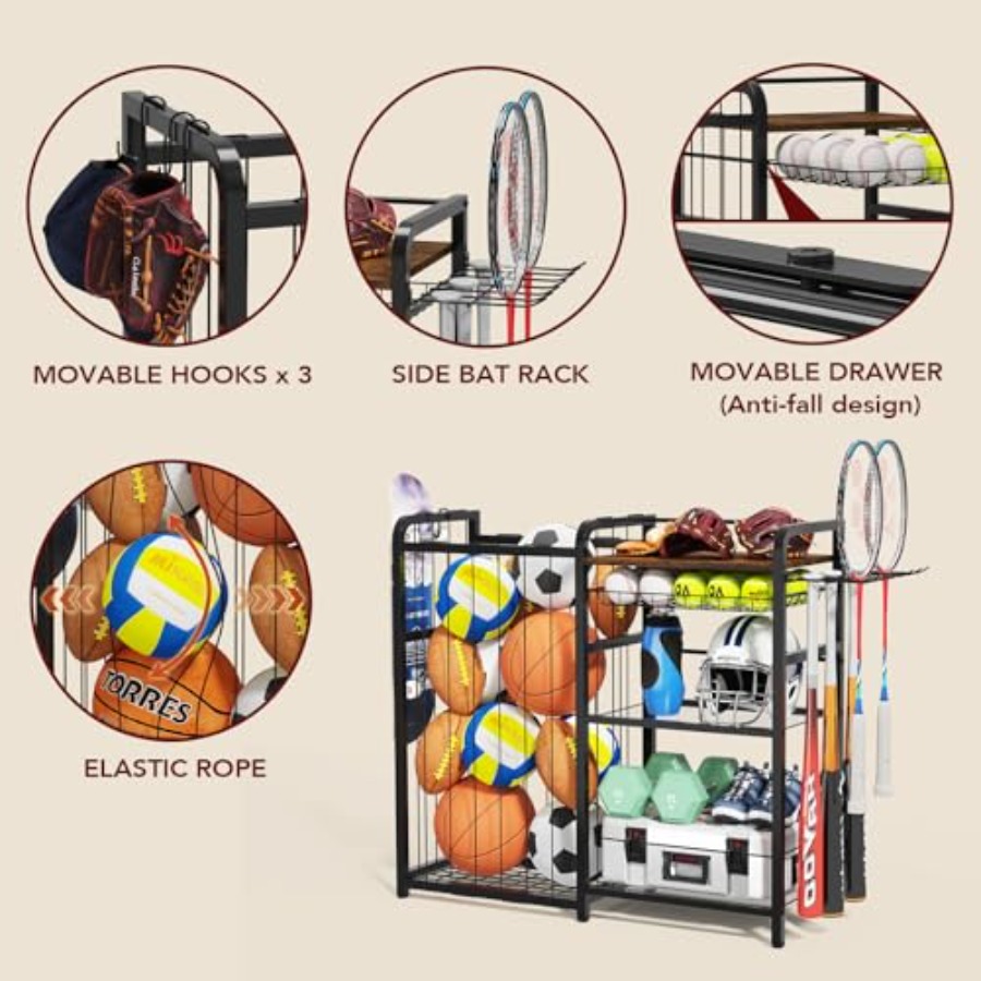 Garage Sports Equipment Organi - مراجعة Sports Equipment Garage Organizer وسعره