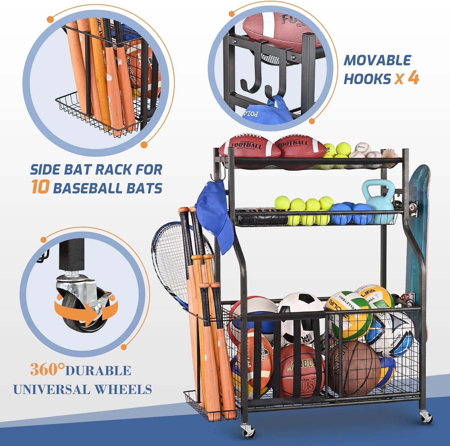 Sports Equipment Storage Rack  - مراجعة Sports Equipment Garage Organizer وسعره