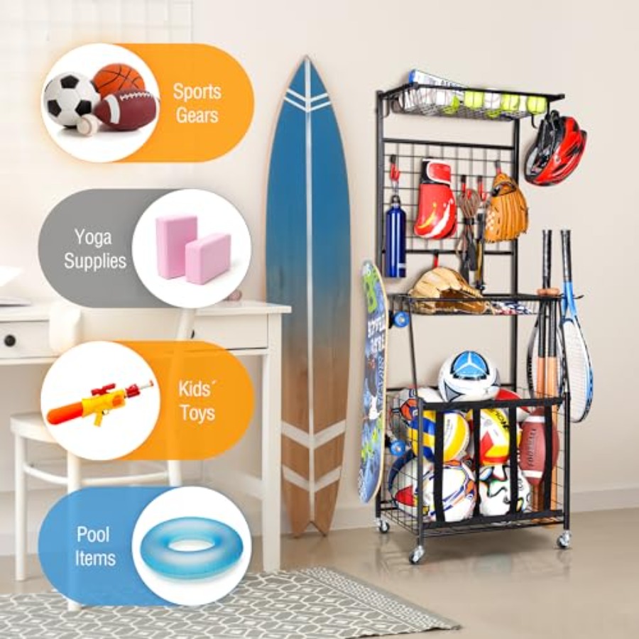 Sports Equipment Storage Rack  - مراجعة Sports Equipment Garage Organizer وسعره