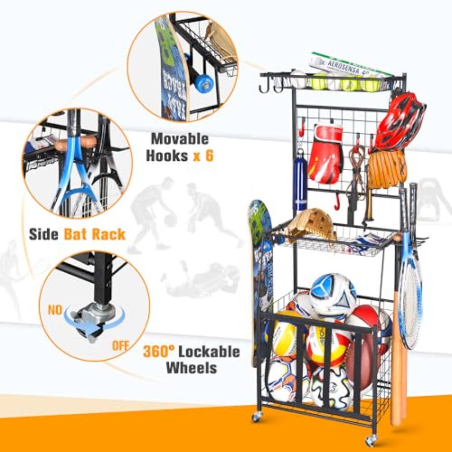 Sports Equipment Storage Rack  - مراجعة Sports Equipment Garage Organizer وسعره