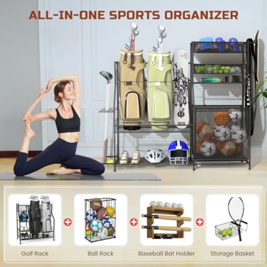 Garage Sports Equipment Organi - مراجعة Sports Equipment Garage Organizer وسعره