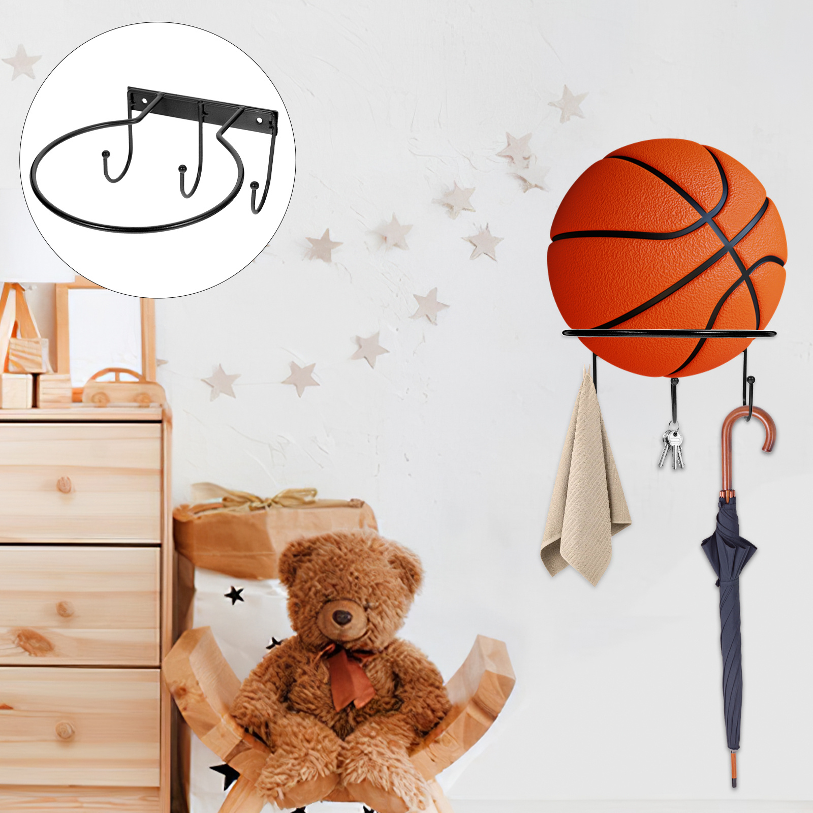 2pcs Wall-Mounted Ball Rack Me - مراجعة Rugby Training Ball وسعره