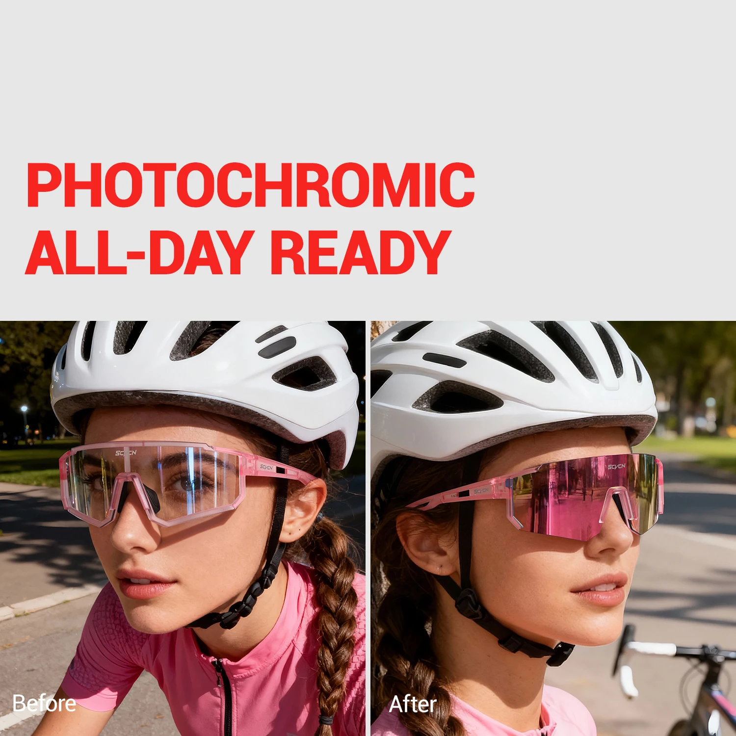 SCVCN Pink Cycling Glasses Bic - مراجعة Sports Equipment Photos وسعره